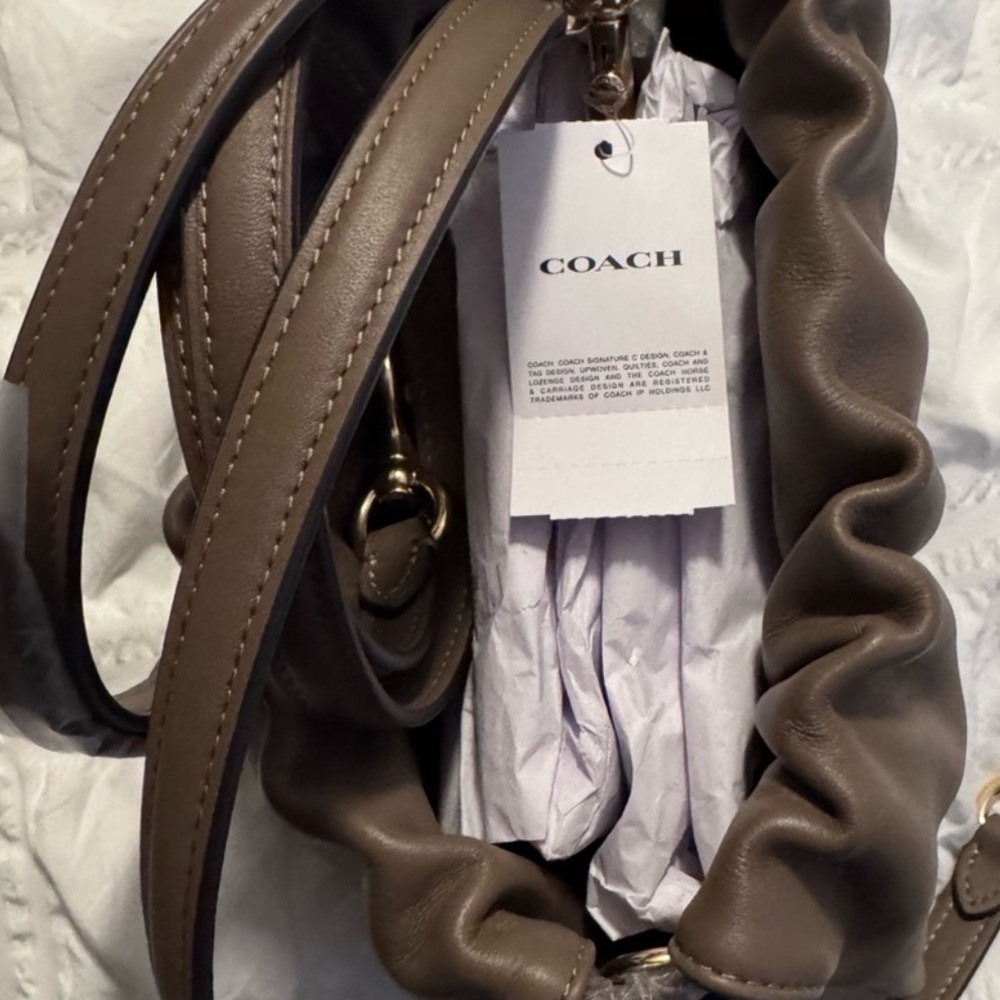 Coach Faye Dark Stone Shoulder Bag with Gold Accents - Picture 4 of 5